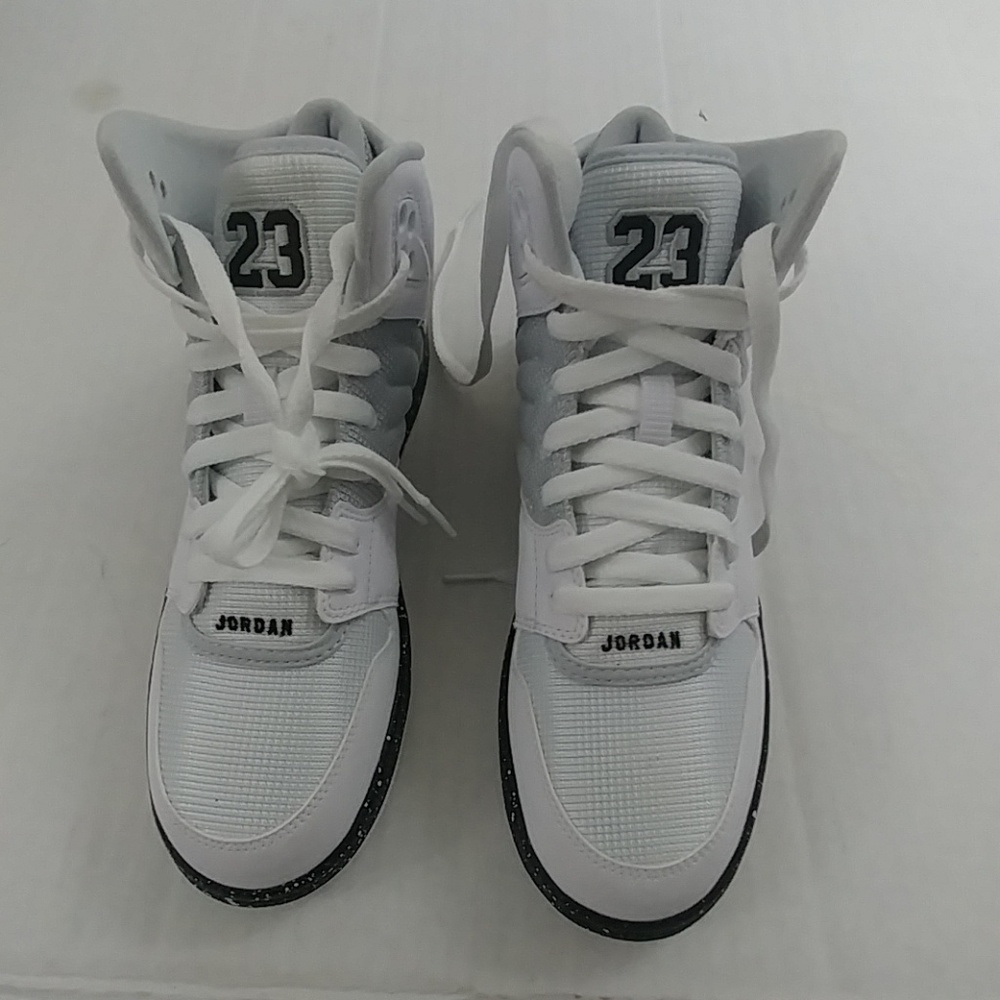 Boys Youth Jordan 1 Flight White Black Sneakers